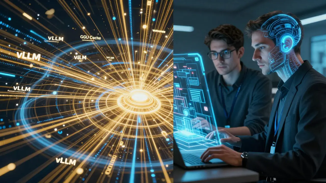 SRE engineer and AI hologram collaborating on Kubernetes metrics in a split-screen comic layout.
