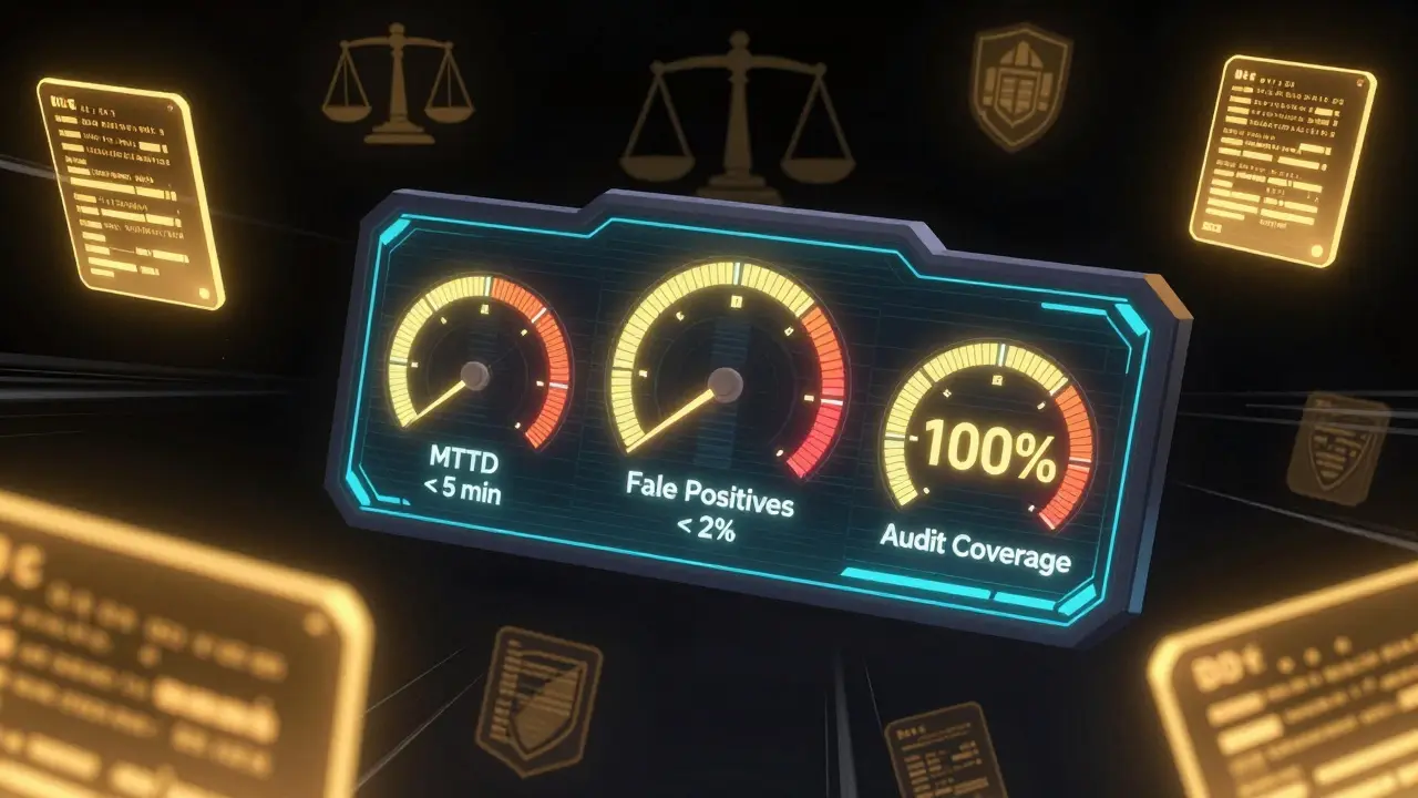 Futuristic dashboard showing low latency metrics and audit trail blocks