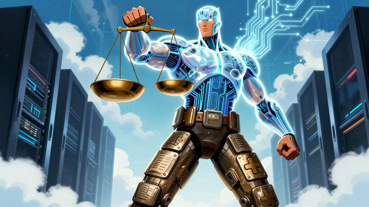 Hybrid AI model combining fine-tuning base and few-shot flexibility in DC style.