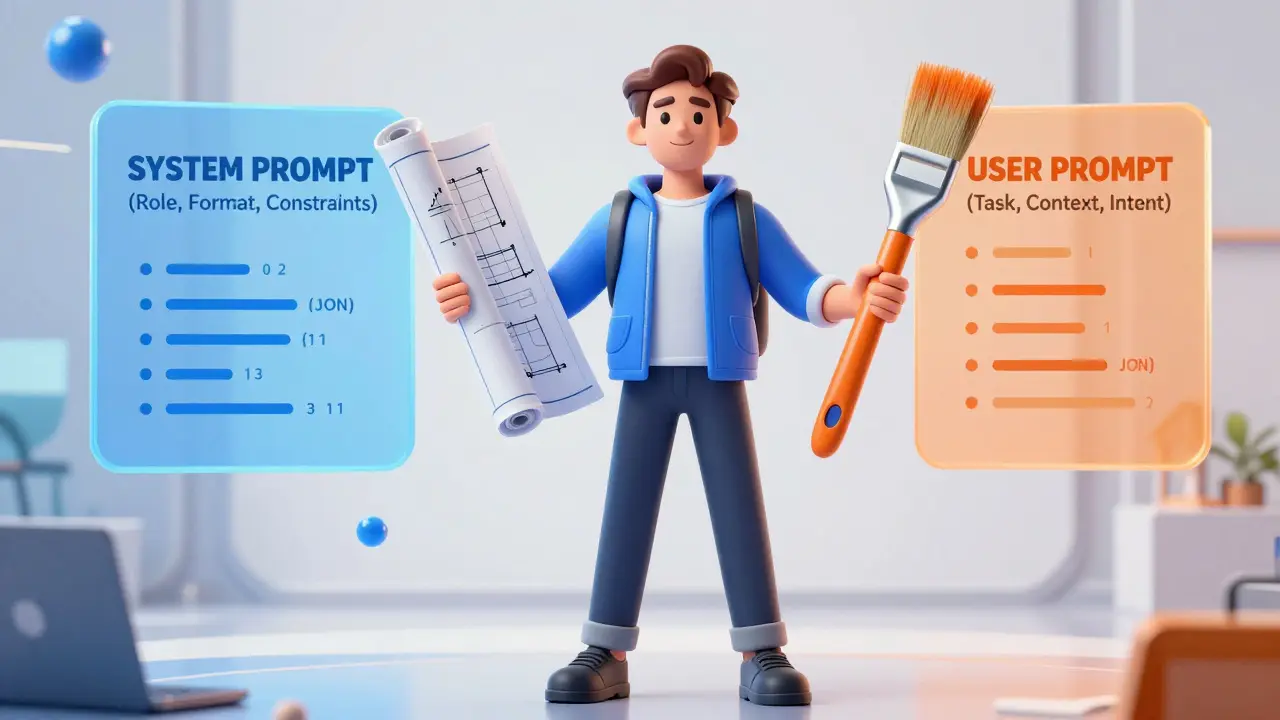 Illustration of an AI assistant balancing system rules and user tasks for optimal output.