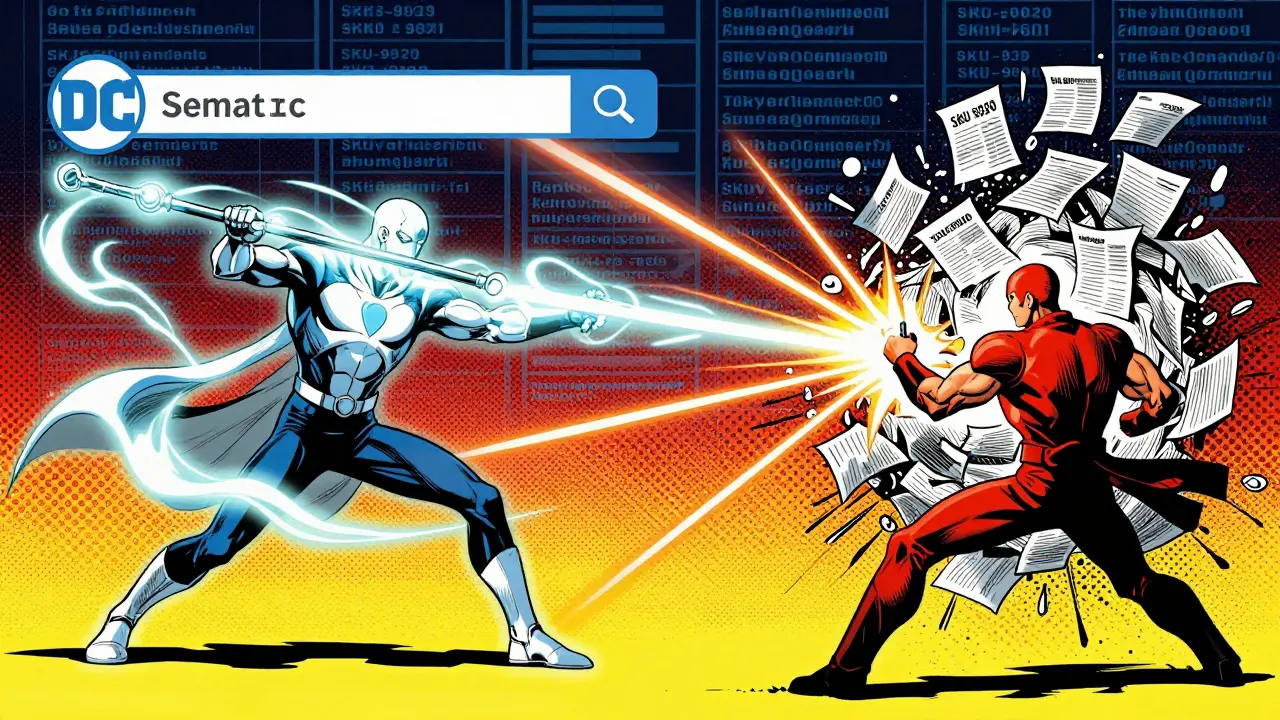 Semantic and keyword search characters combining powers