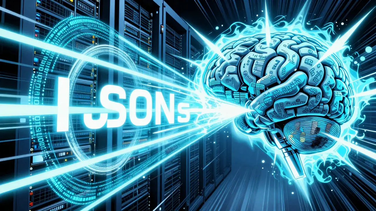 AI transforming chaotic text into structured data blocks in a dynamic comic style.