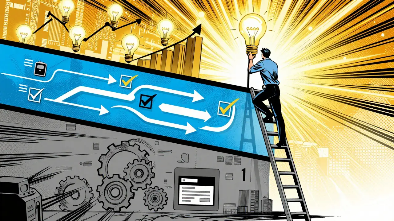 Conceptual ladder showing three tiers of AI measurement progress