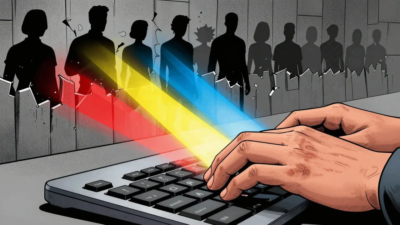 Hand typing prompts that break down stereotypes into diverse figures