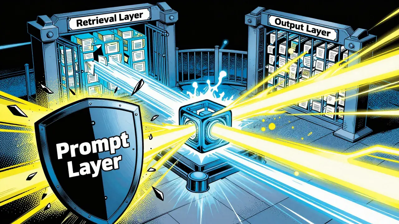 Three-layer security system blocking data threats visually
