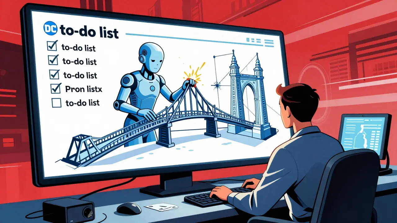 Human engineer monitoring AI agent building verified plans