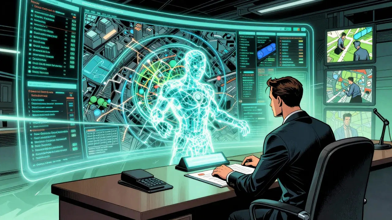 Policymaker collaborating with AI copilot for urban planning simulation