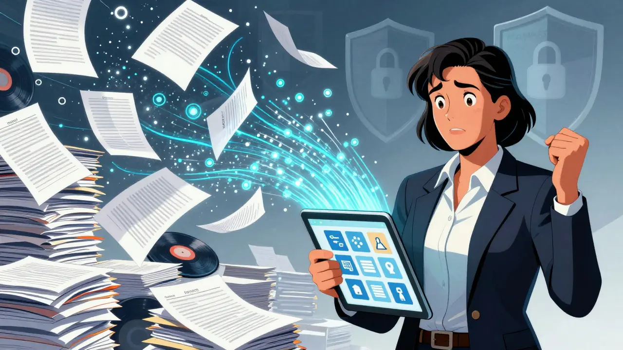 Social worker using AI to organize digital records and reduce paperwork