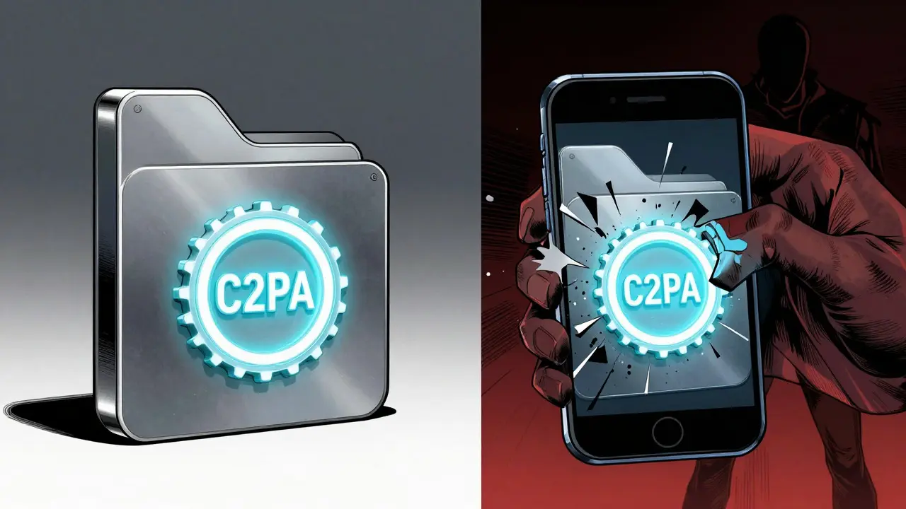 Split view of secure metadata vs analog hole capture failure