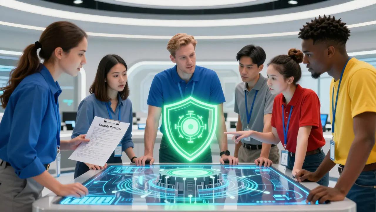 Team securing an app with checklists and automated scanning tools