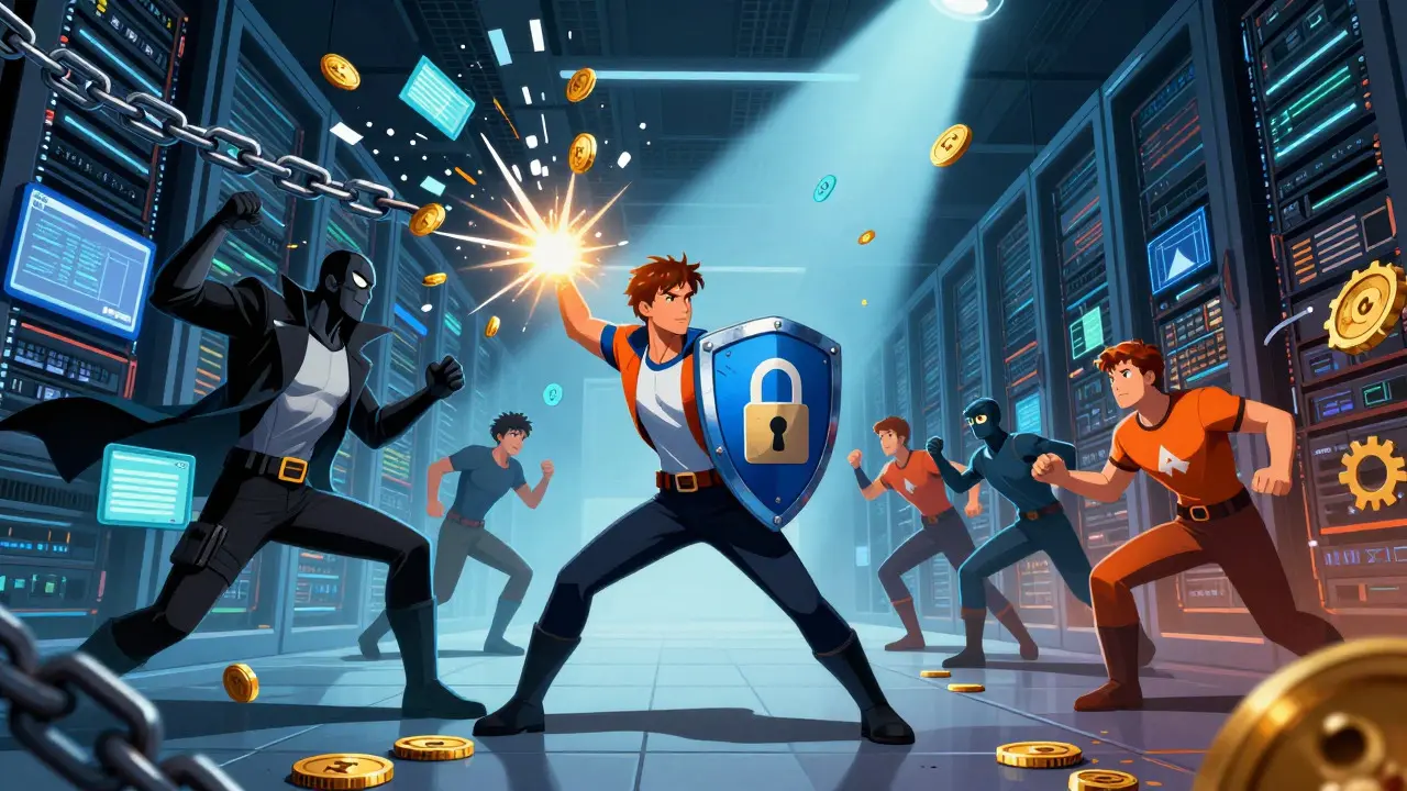Developer hero fighting hidden cost villains in a server room