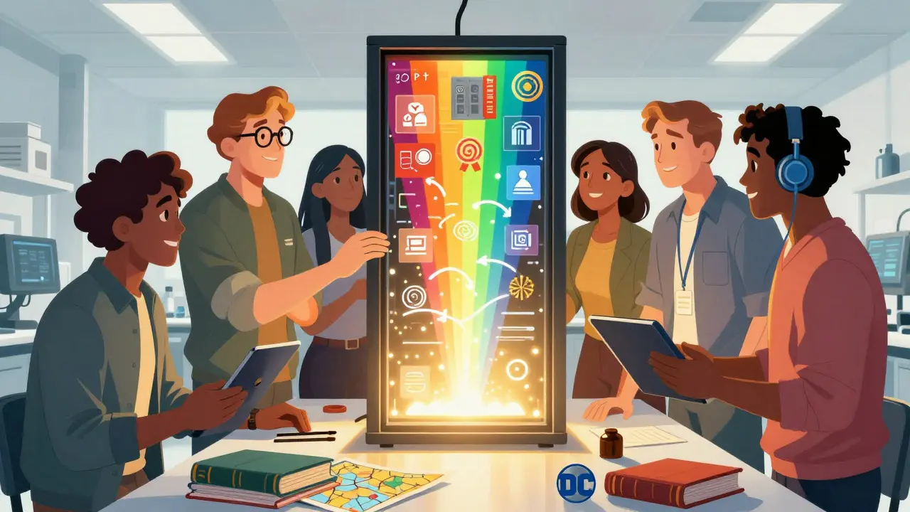 Experts feeding diverse cultural data into an AI server system.