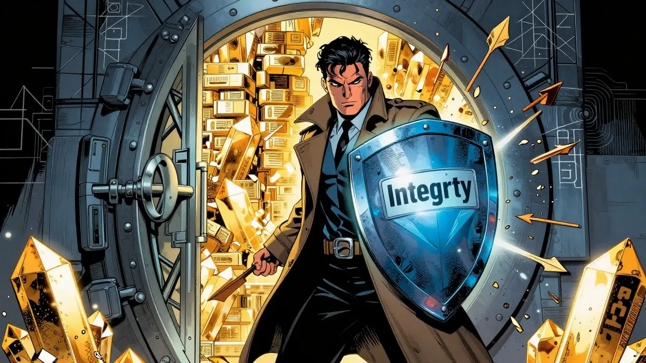 Heroic figure protecting preserved AI data logs from legal chaos