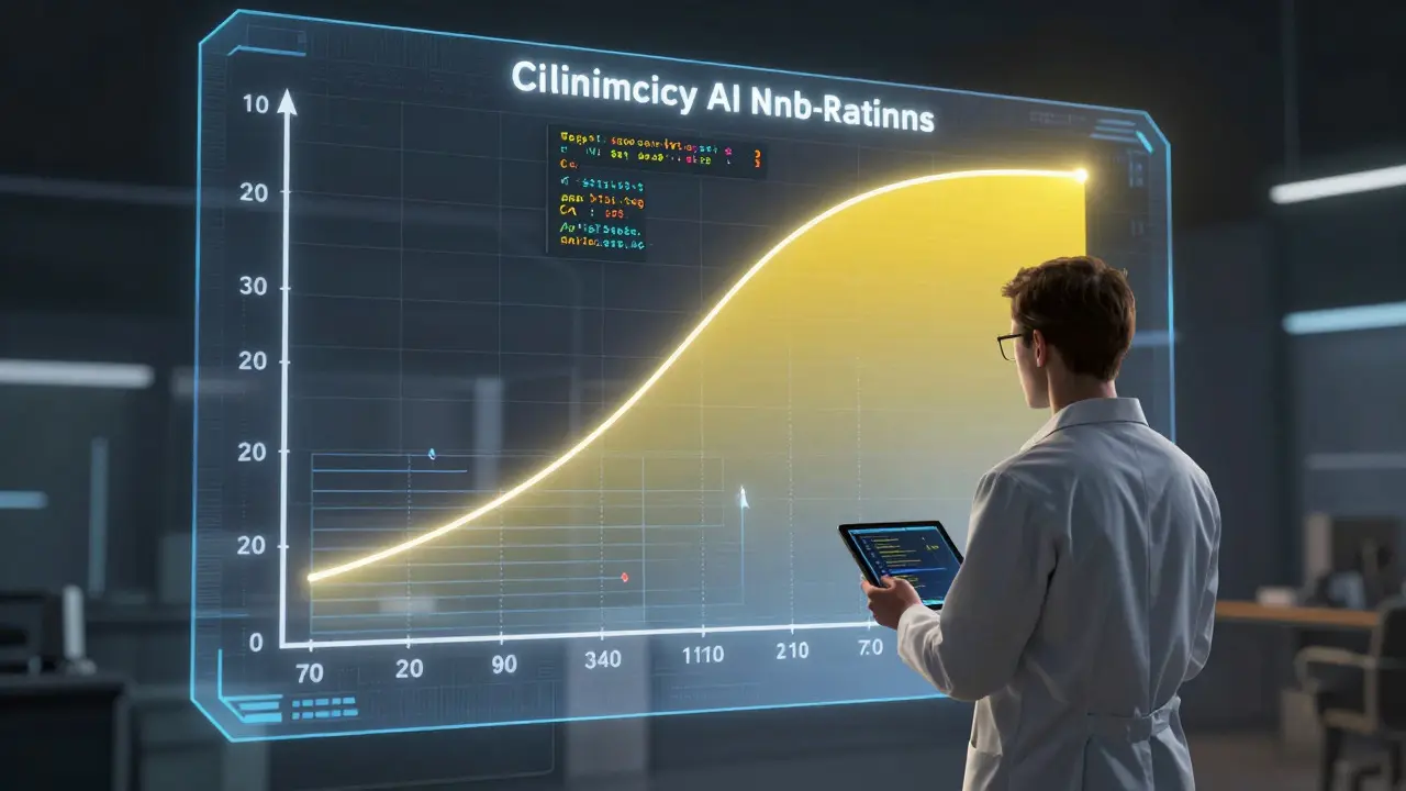 Researcher analyzing AI scaling laws hologram in DC comics style
