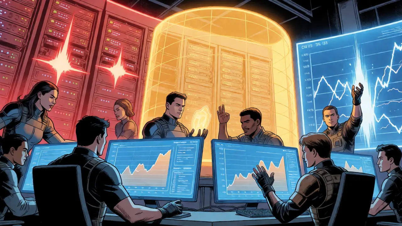 Analysts executing incident response protocols in a command center