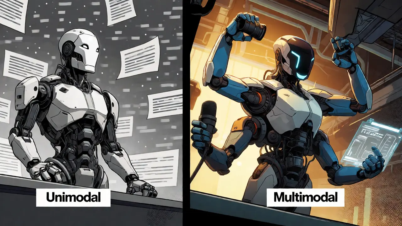 Comparison of limited unimodal robot vs capable multimodal AI agent