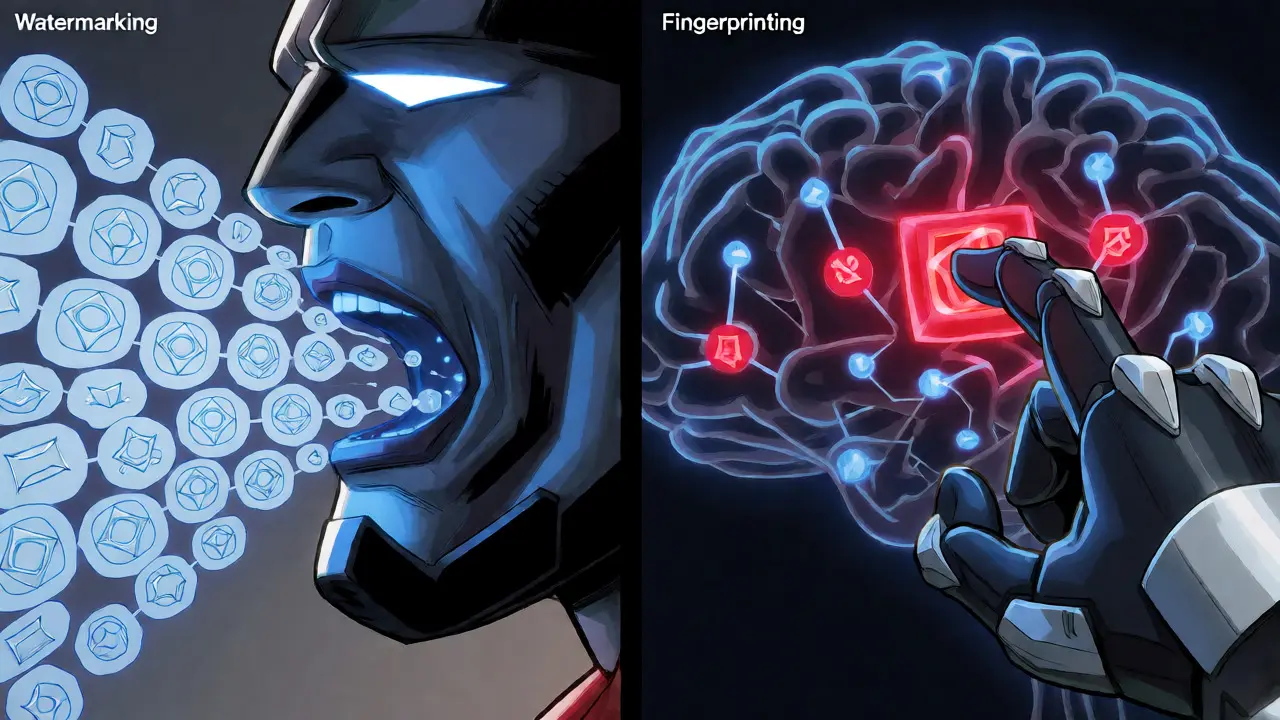 Comic art contrasting text watermarking detection with internal neural fingerprint verification.