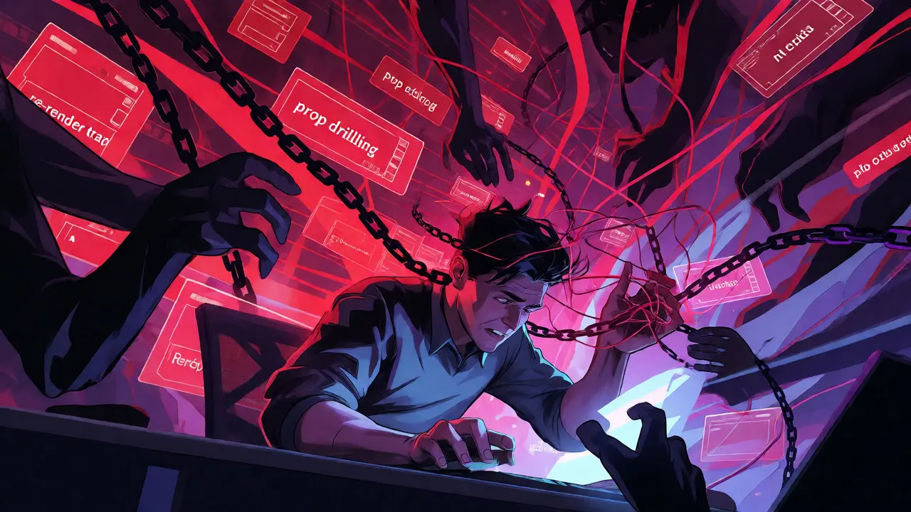 Comic book hero battling chaotic state management errors and re-renders