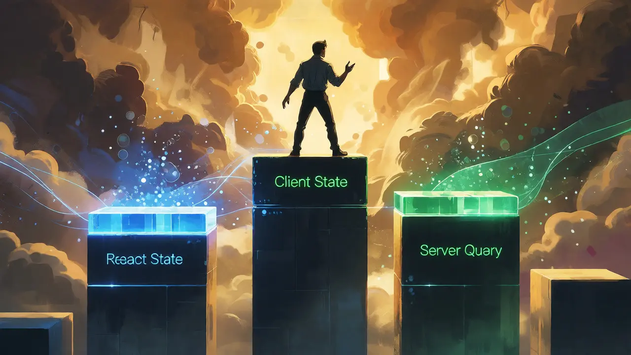 Developer mastering client and server state separation in comic art
