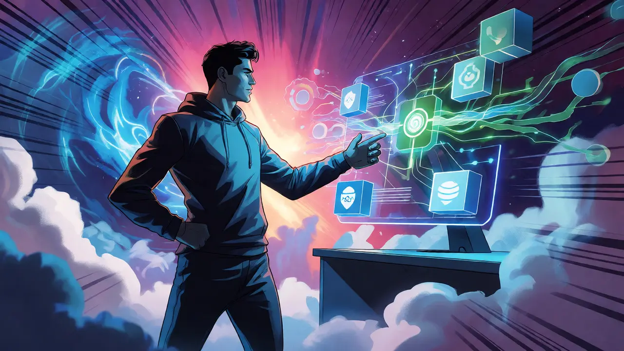 Developer using AI vibe coding to build apps rapidly in cloud