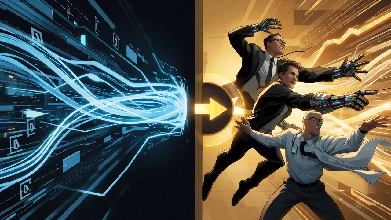 Experts refining AI data streams with golden feedback loops in comic art